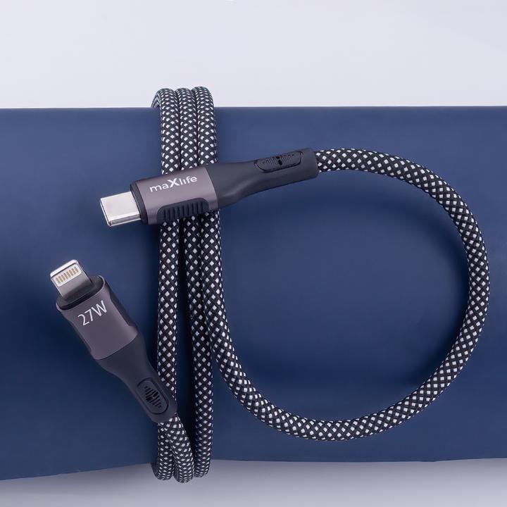 Actual product image Maxlife MXUC-11 magnetic cable USB-C - Lightning 1,0 m 27W black nylon (1 m, USB 3.2 Gen 1, 27 W)