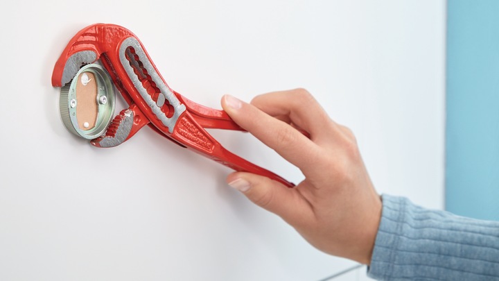 Actual product image tesa MOON hairdryer holder incl. adhesive solution without drilling