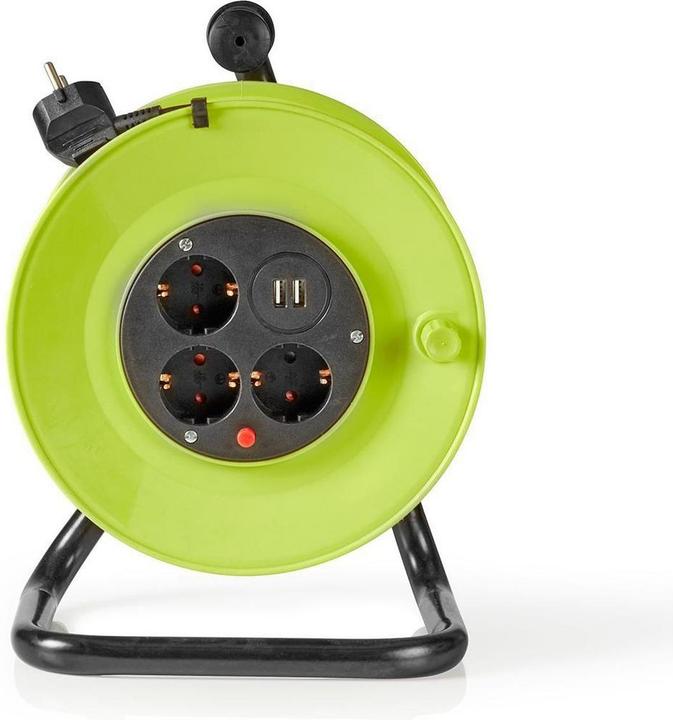 Actual product image Nedis Cable reel - 25 m - 3x 1.5 mm2 - thermal safety cut-out - Schuko and USB (25 m, 1.50 mm²)