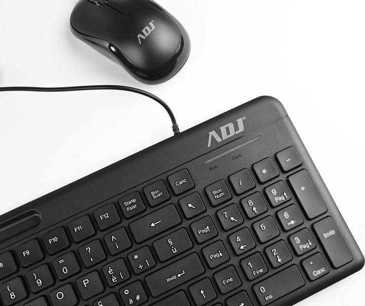 ADJ Tastiera/Muis Kit USB Smal Bk 102tasti Ultra Slim Plug&Play (Italiaans, Bedraad)