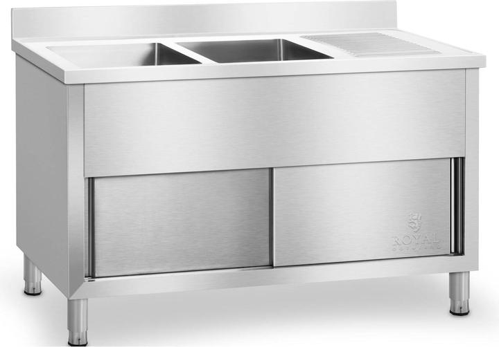 Actual product image Royal Catering Double Sink Cabinet - 140 cm (64 cm, 140 cm)