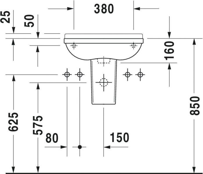 Produktbild Duravit Handwaschbecken STARCK 3 m ÜL HLB 50x26cm HL-Vorstich weiss WG (260 mm, 500 mm)