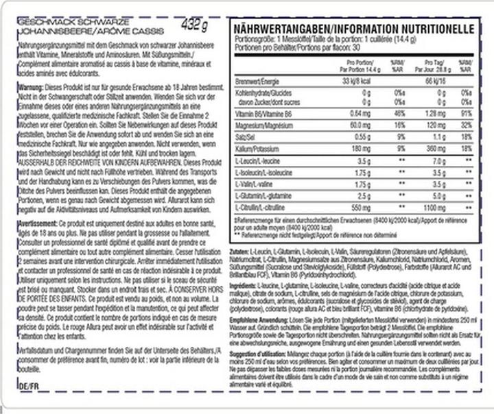 Nutritional values and ingredients Xtend Bcaa (1 pcs., Powder, 432 g)