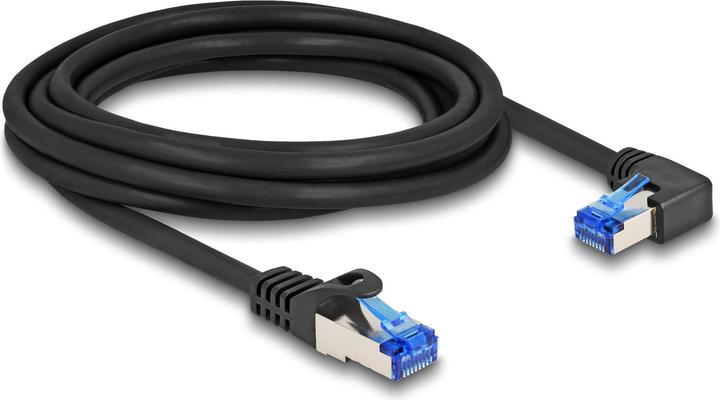 Produktbild Delock RJ45 Netzwerkkabel Cat.6A S/FTP gerade / rechts gewinkelt 3 m schwarz (S/FTP, CAT6a, 3 m)