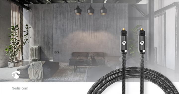 Productafbeelding Nedis Optische audiokabel | Toslink plug | 1,00 m | rond | katoen | Gun Met (1 m, TOSLINK)