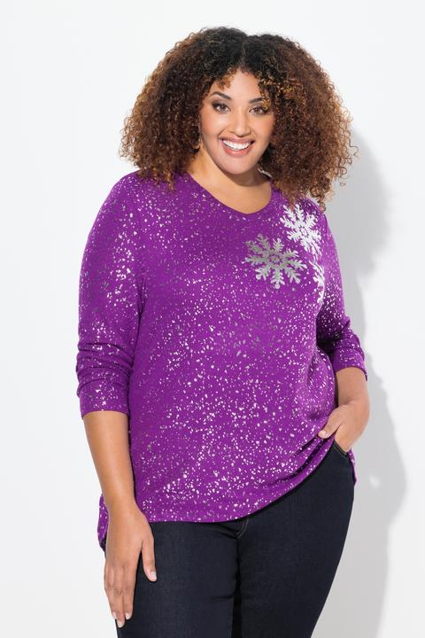 Actual product image Ulla Popken Metallic Snowflake Graphic Sweatshirt (50, 52)