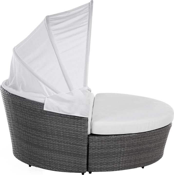 Produktbild Beliani Sonneninsel Rattan grau Sonnendach cremeweiss SYLT LUX