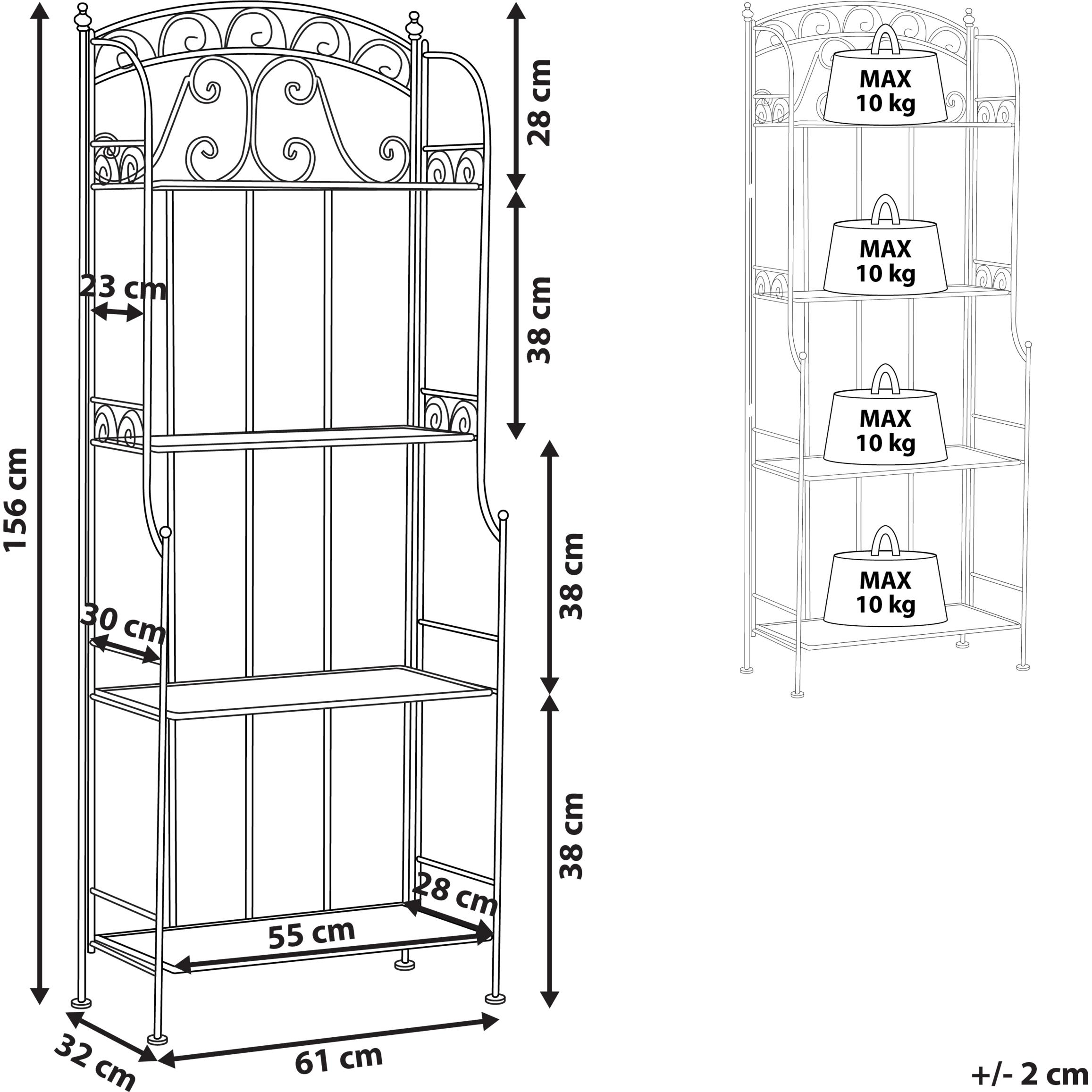 Thumbnail - Beliani, Regal, Gartenregal weiss Metall 4 Ablageflächen klappbar PADUA (61 x 32 x 156 cm)