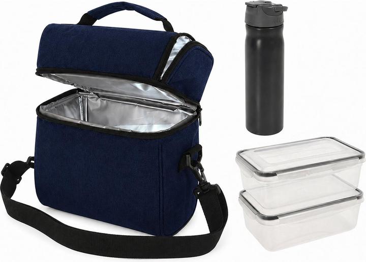 Mojawo 4tlg Kühltasche Lunchbox Kühlbox Wandern Freizeit Angeln Festival Blau (0.50 l)