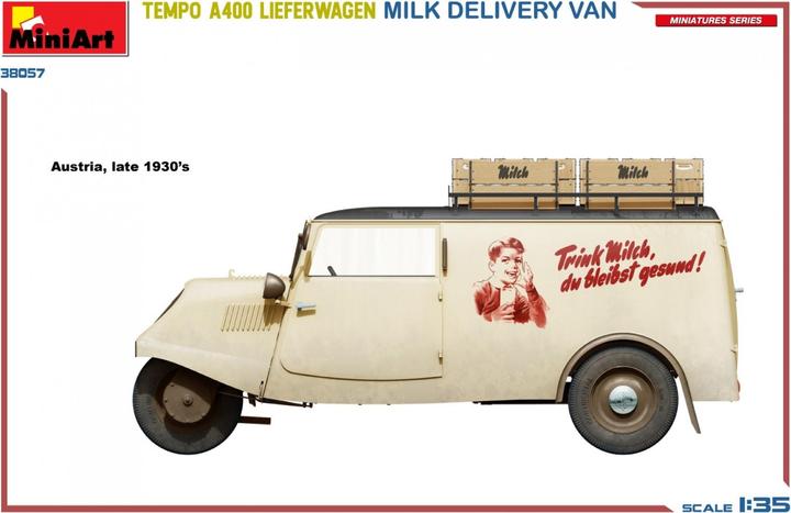 Produktbild 1:35 Tempo A400 Lieferwagen Milch