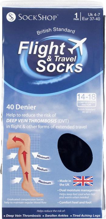 Produktbild Sockshop Sock Shop 1 Paar Reisestrümpfe Flug Länge | Kompressionsstrümpfe Thrombose (37 - 40)