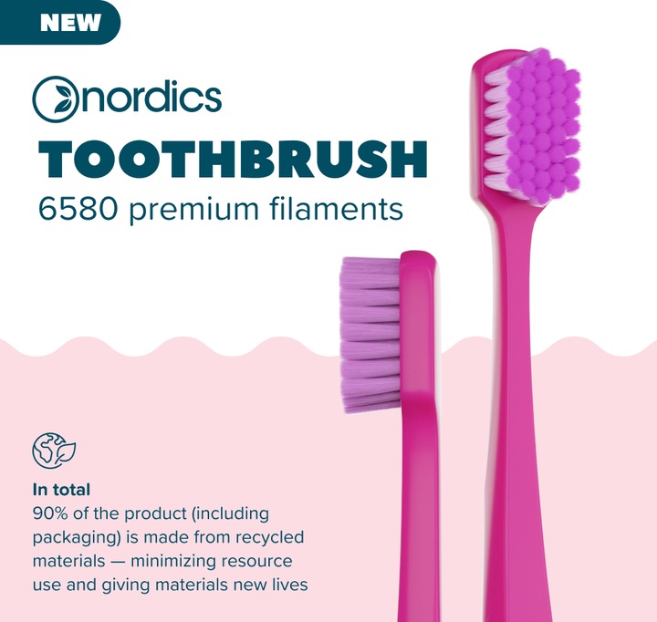 Actual product image Nordics Eco Toothbrush Premium PLA Pink - (Soft)