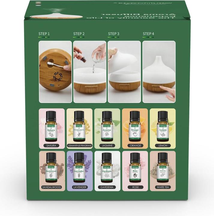 Produktbild WiliThghe Aroma Diffuser Set mit Fernbedienung und 10 Ölen (500 ml)