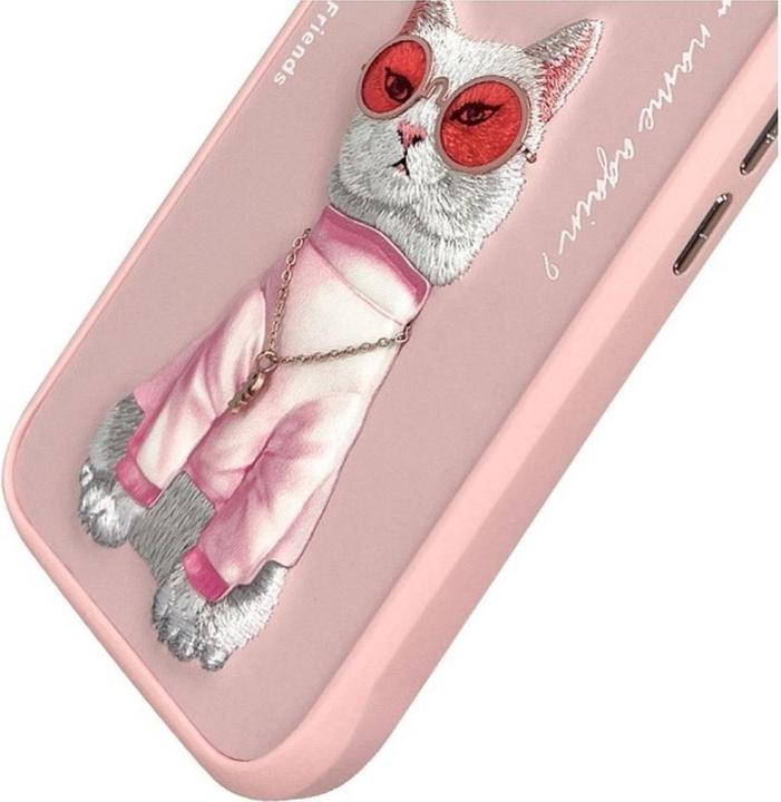Actual product image Nimmy case iPhone 16 6.1" pink Glasses Cool Cat (Apple iPhone 16)