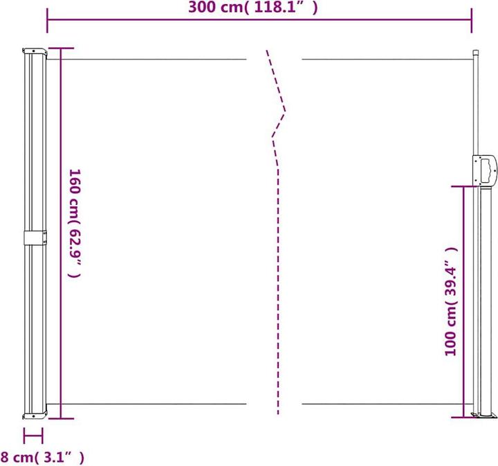 Image du produit vidaXL Store latéral extensible (3 m)