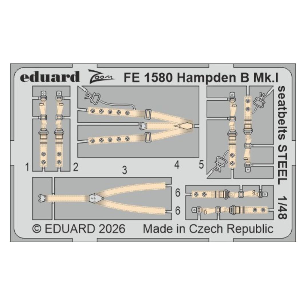 Eduard Hampden B Mk.I seatbelts STEEL for ICM (FE1580)