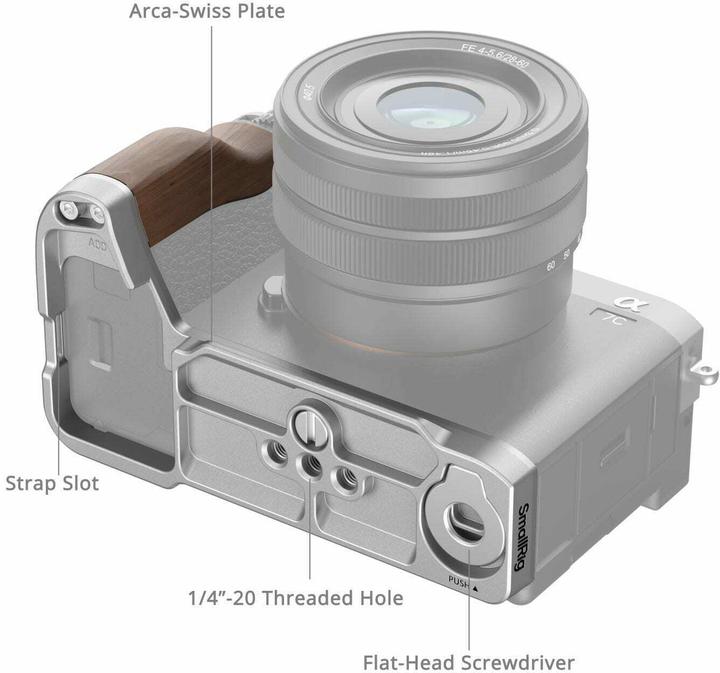 Produktbild SmallRig L-Shape Mount Plate with Wooden Handle (Diverses Video Zubehör, Griff)