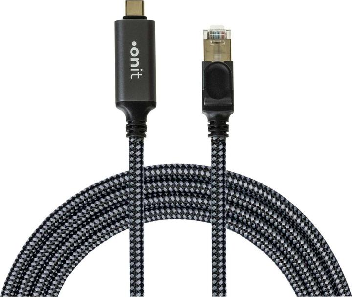 Actual product image Onit Adapter cable USB-C - RJ45 grey/black, 3 m (USB 3.0, RJ45 (1x))