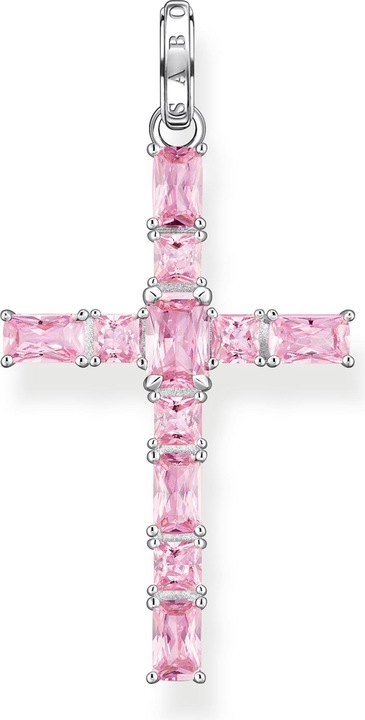 Thomas Sabo Anhänger Kreuz pinke Steine silber (925er Silber)