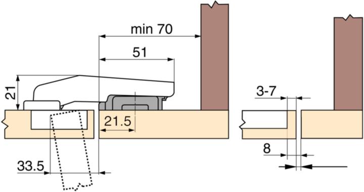 Produktbild Blum Topfbänder CLIP top BLUMOTION, Stollenkonstruktion 95 °, inliegen