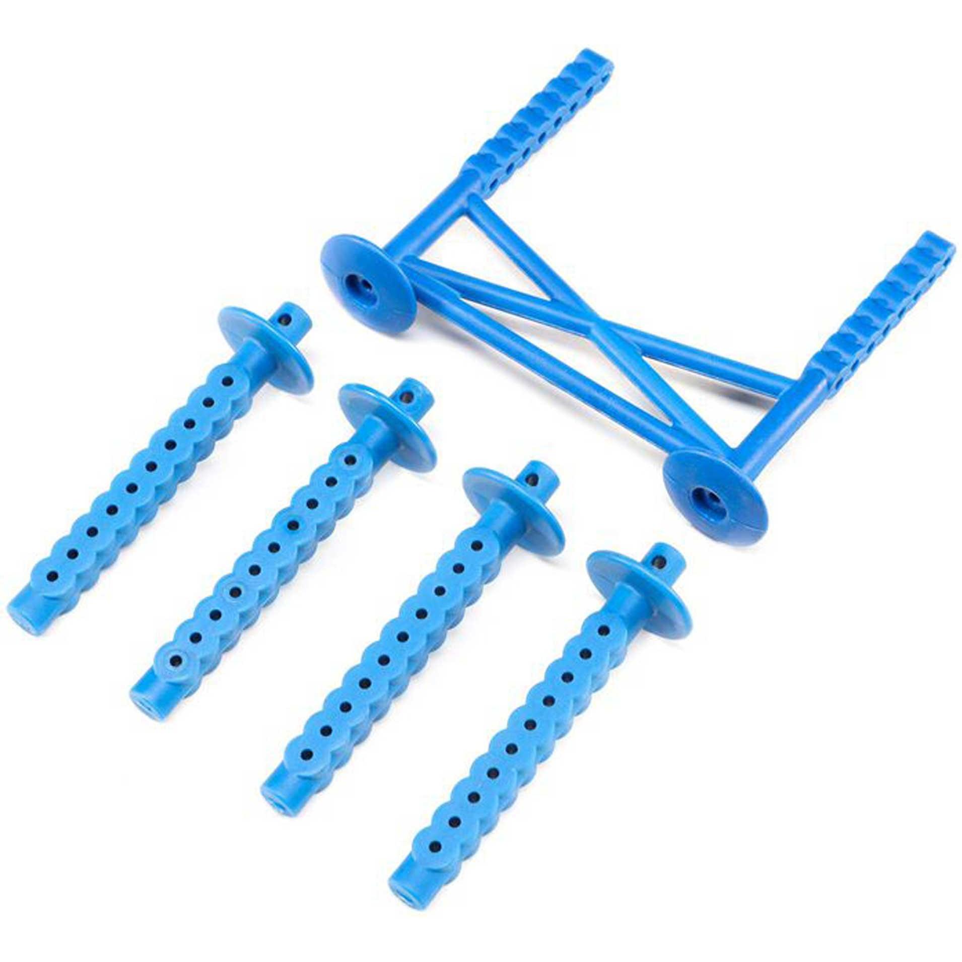 Losi rear body support and body posts, blue: lmt (LOS241051)