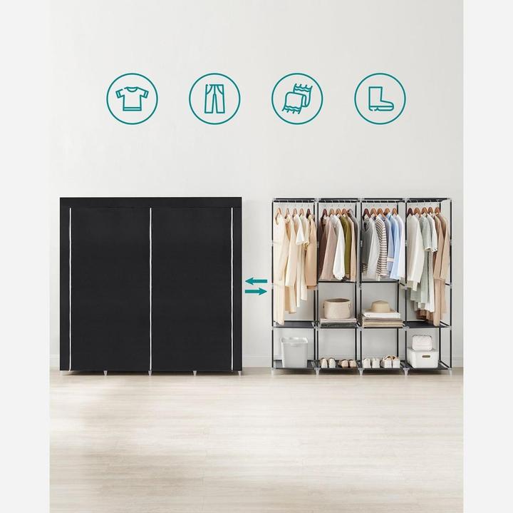 Songmics Stoffschrank mit 4 Hängefächern und Ablagen (170 x 45 x 167 cm)