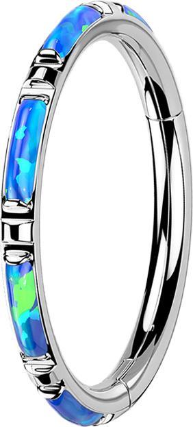Image du produit Star Piercing Micro anneau segment pliable argent latéral plusieurs bandes opales bleues (Titane, sans laiton)