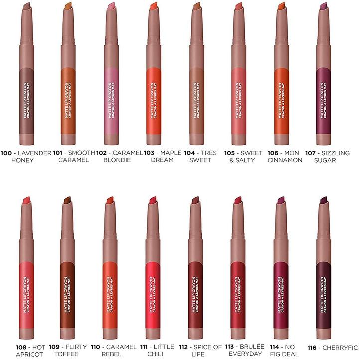 Actual product image L'Oréal Paris L'Oreal Paris Infallible Very Matte Lip Crayon Lipstick Smudge Proof Red Lipstick 113 Brulee Ever 1k (113 Brulee Ever)