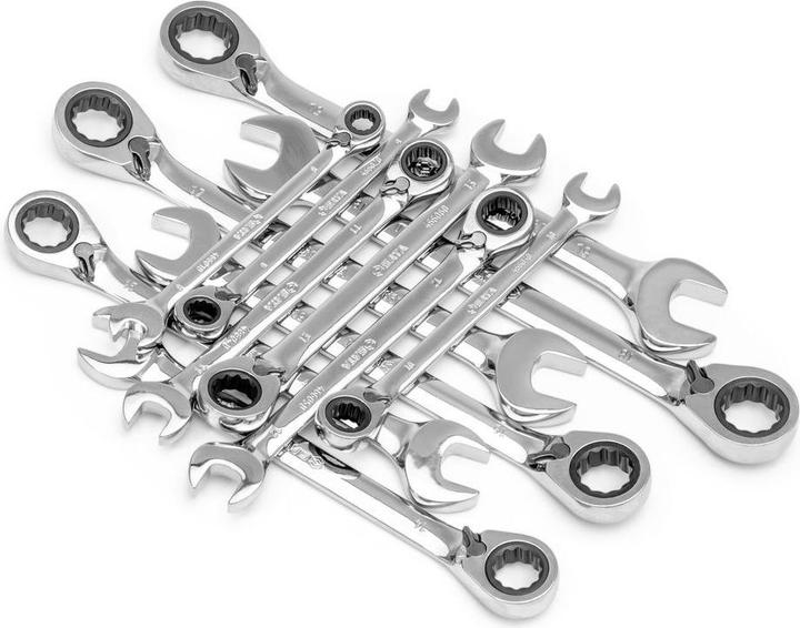 Productafbeelding SATA Oogsleutel, 12-delig Met ratel Met schakelaar (10 mm, 11 mm, 12 mm, 13 mm, 14 mm, 15 mm, 16 mm, 17 mm, 18 mm, 19 mm, 8 mm, 9 mm)