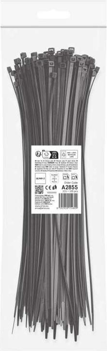 Actual product image Emos Cable tie 350×4,8, black, 100 pcs (Plastic cable ties, 350 mm, 100 pcs.)