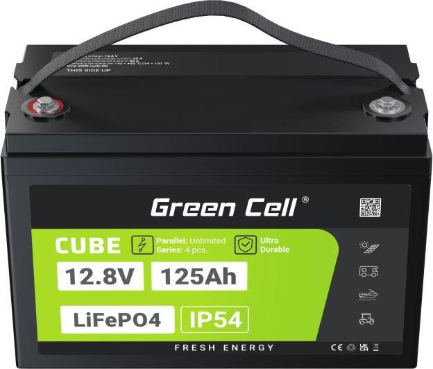 Actual product image GreenCell Green Cell CUBE LiFePO4 battery 125Ah 12.8V 1600Wh lithium iron phosphate battery for motorhomes, so (12.80 V, 125 Ah)