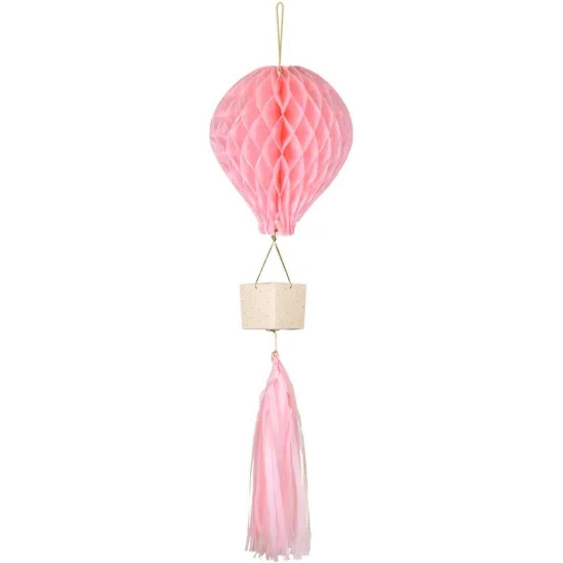Partydeco Nid d'abeille - Montgolfière rose