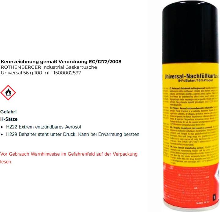 Produktbild Rothenberger Universal Nachfüllkartusche 100
