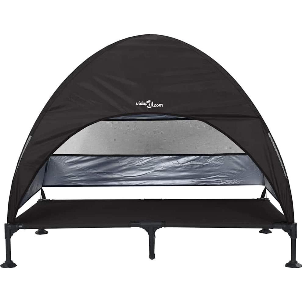 Vidaxl Lit Surélevé Pour Chien Avec Toit Amovible Noir Xl Acier