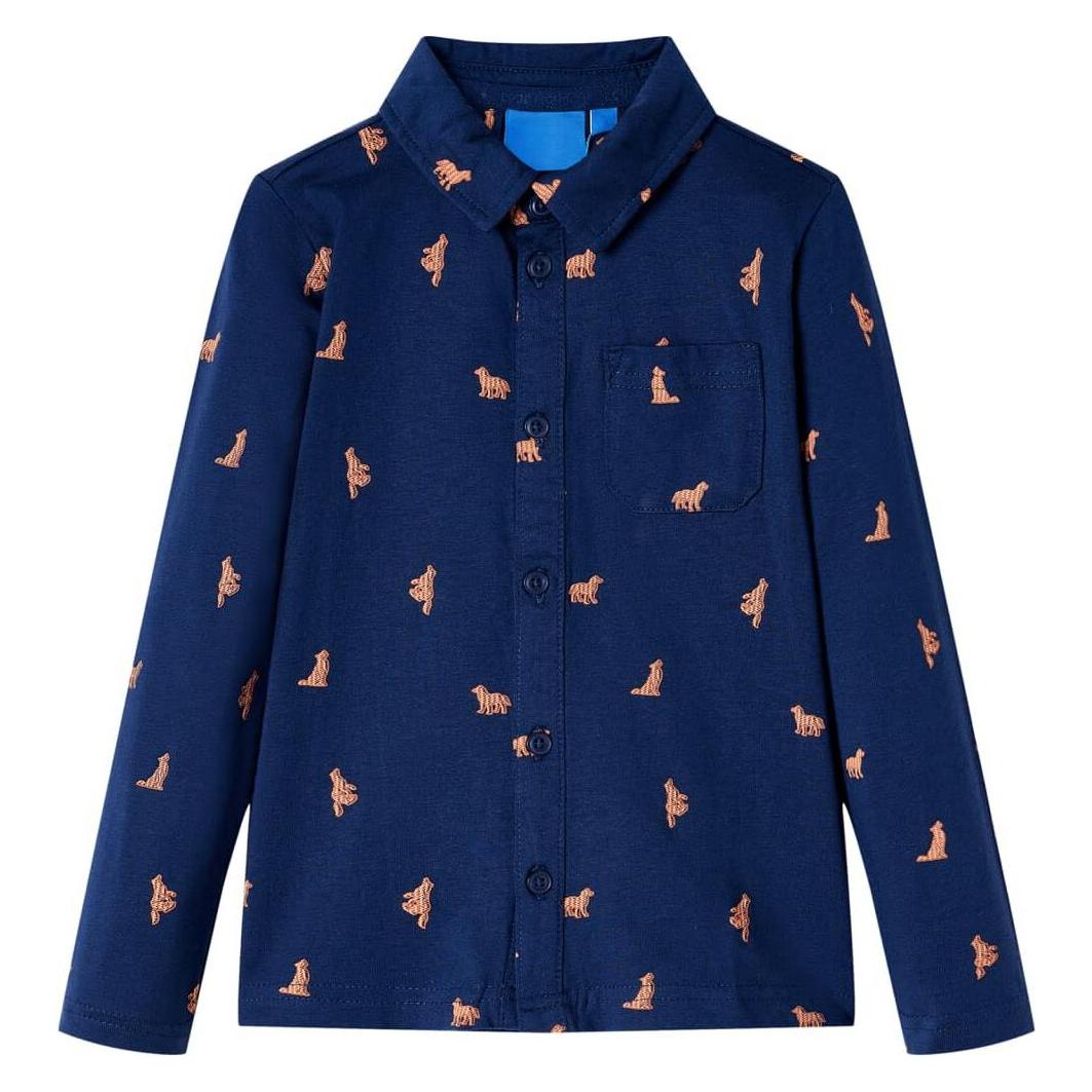 VidaXL, Jungen, Hemden, Kinderhemd Marineblau 116, Material, 100 % Baumwolle, Farbe, Blau, (116)