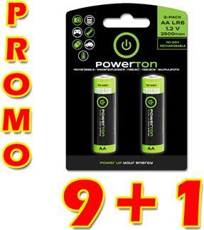 Actual product image Powerton Rechargeable batteries, AA (HR6), 1.2V, 2500mAh,, box, 10x2 packs, PROMO 2 packs 9 + 1 (18 (20 pcs., AA, 2500 mAh)