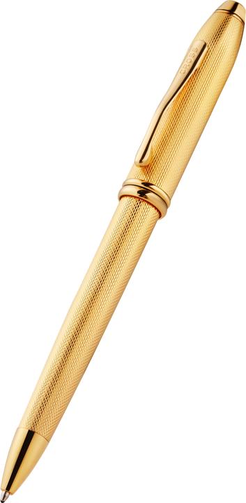 Actual product image Cross Townsend ballpoint pen with engraved diamond pattern and 23 carat gold-plated fittings (Gold, 1 x)