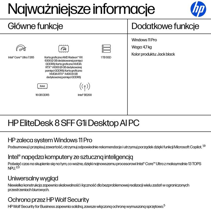 Actual product image HP EliteDesk 8 SFF G1i Desktop AI PC (1000 GB, 16 GB, Intel Core Ultra 7 265)