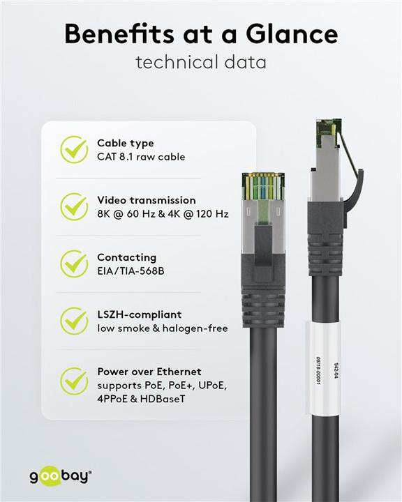 Produktbild Goobay Netzwerkkabel (S/FTP, CAT8.1, 2 m)