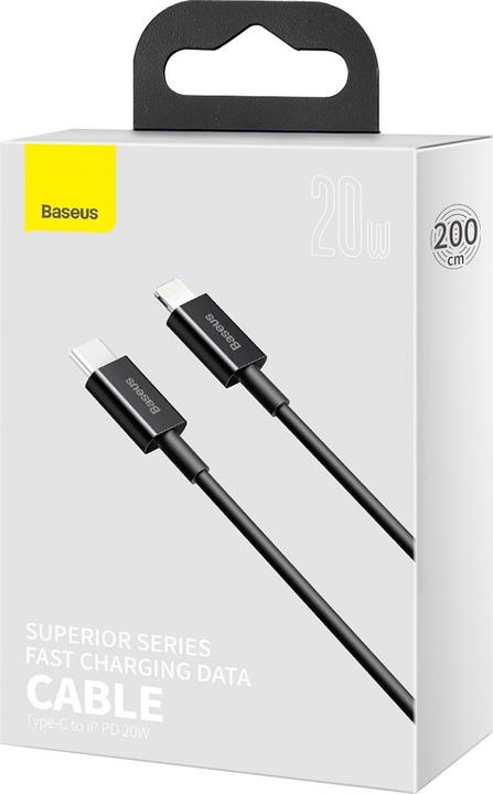 Productafbeelding Baseus Superior Serie Kabel USB-C naar iP, 20W, PD, 2m (zwart) (2 m, USB 2.0, 20 W)