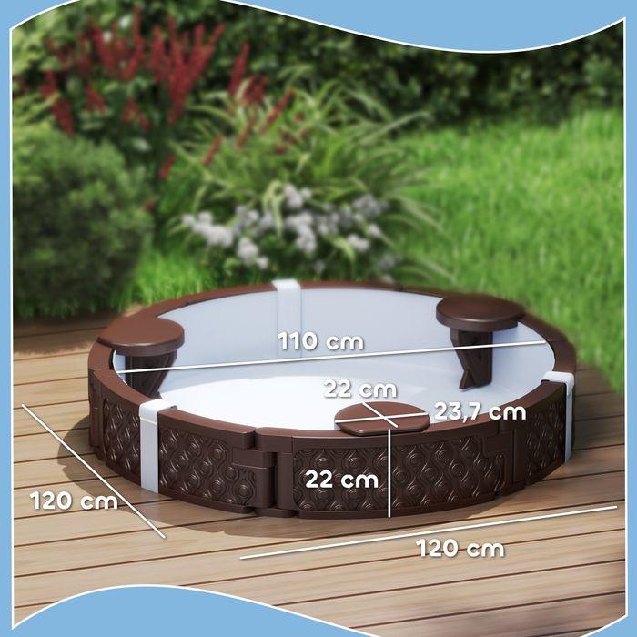 Image du produit Swisshandel24 Sandkasten, Runde Sandkiste für bis zu 3 Kinder, mit 3 Sitzen, Dunkelblau