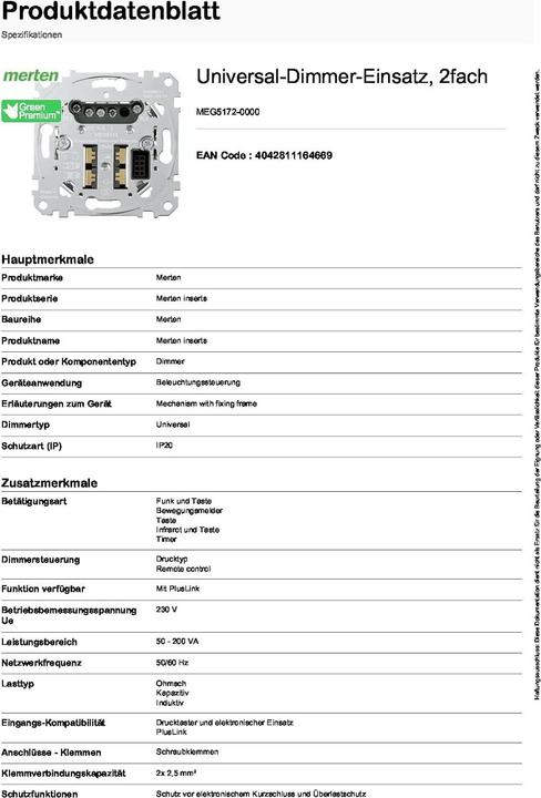 Actual product image Merten Universal dimmer insert