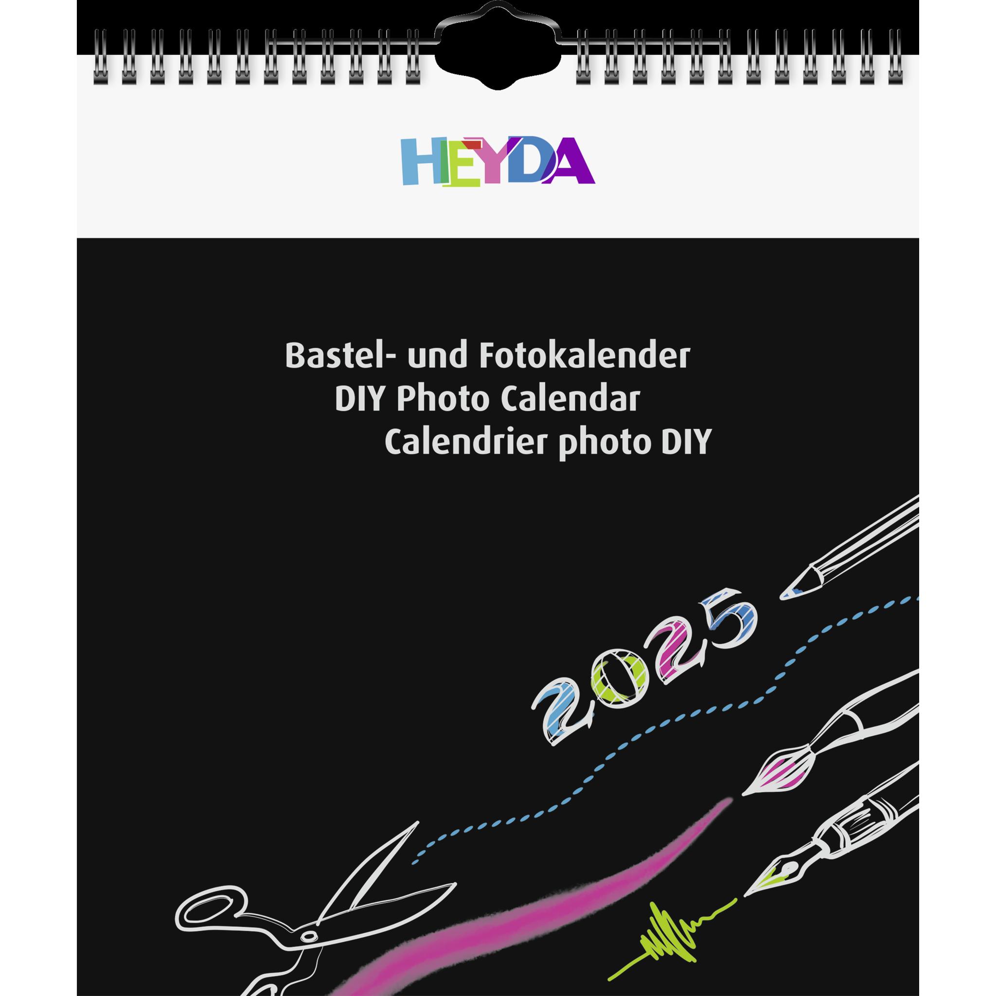 Thumbnail - Heyda, Kalender, Bastelkalender 21,5x24cm schwarz/schwarz 2025 (Kein Einband, Englisch, Französisch, Deutsch, Italienisc...