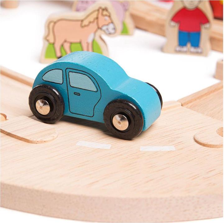 Actual product image Bigjigs Wooden road and train set Countryside, 80 pcs.