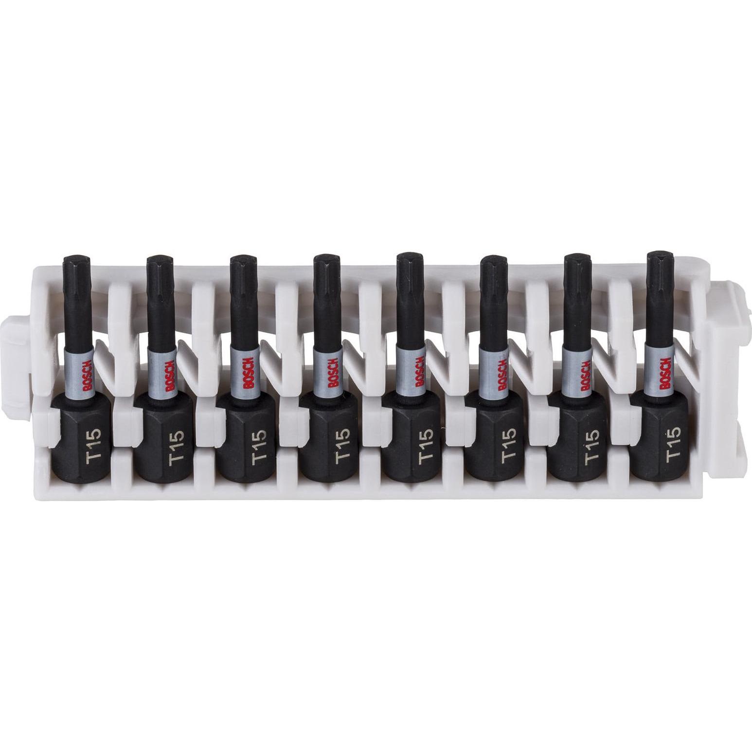 Bosch Zubehör, Chiave a bussola, Confezione di inserti per cacciavite con controllo dell'impatto (8 x T15) (Esagono incassato TX)