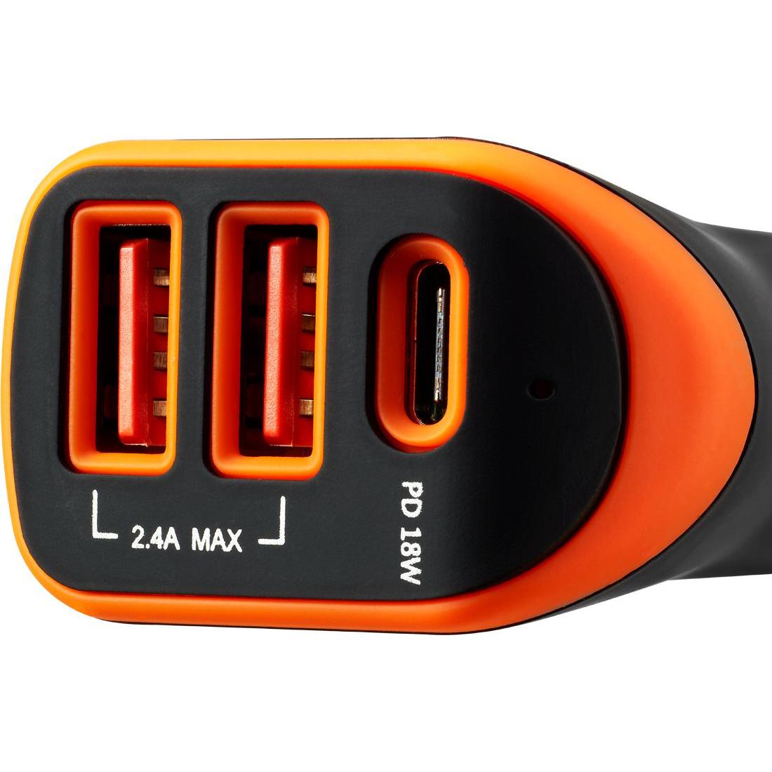 Thumbnail - Canyon KFZ-Ladegerät 3Port 2xUSB-A,USB-C PD /orange, Auto Adapter, Schwarz, Orange