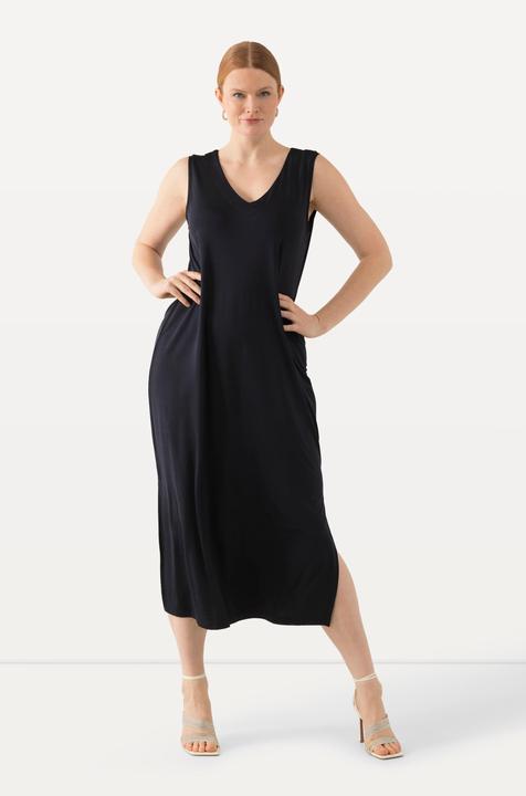 Produktbild Ulla Popken Slinky-Midikleid, A-Linie, V-Ausschnitt, ärmellos (60)