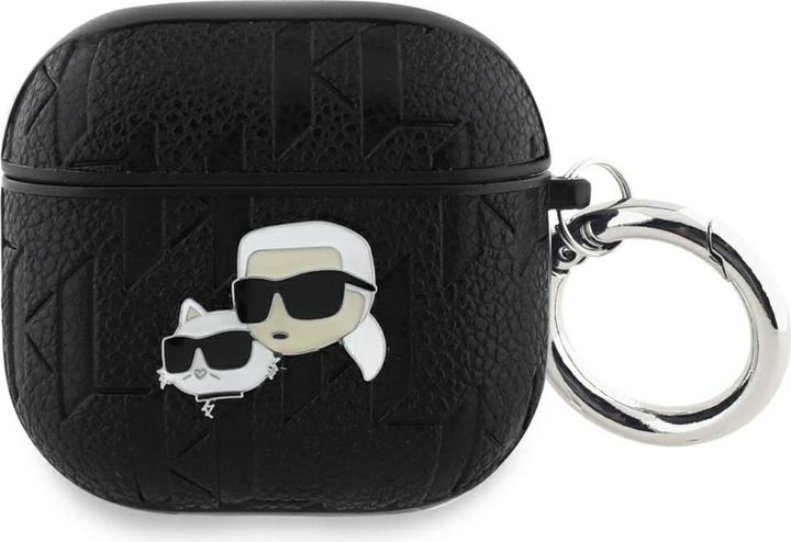 Karl Lagerfeld Monogram Karl & Choupette Étui pour AirPods 4 - Noir (Couvercle de l'étui de chargement)