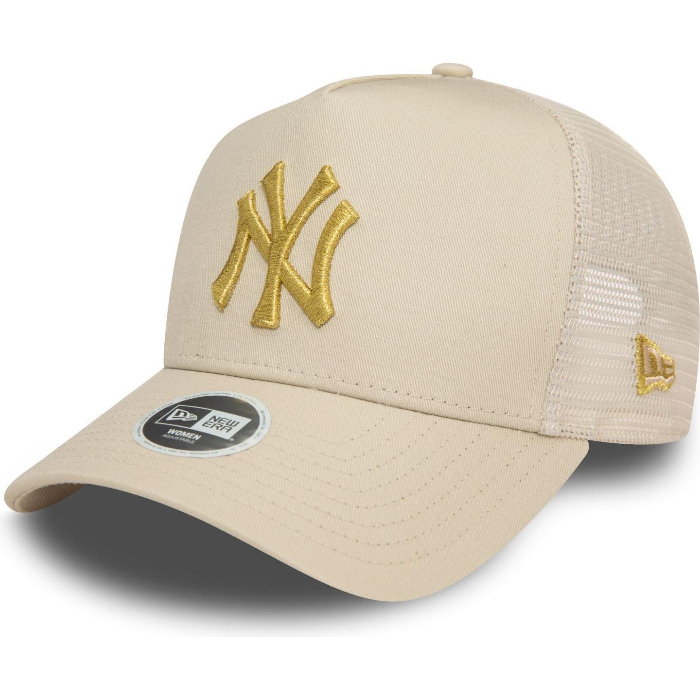 New Era, Damen, Cap, Damen Trucker Cap - METALLIC New York Yankees beige, Beige