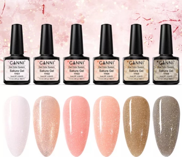 Produktbild Canni Gellack Sakura YH03 UV/LED (Rosa Glitzer, UV-Gel Lack)